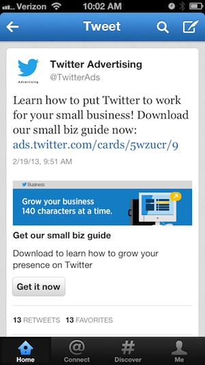 twitter advertising card