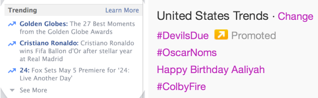 Facebook Trends Twitter Trends