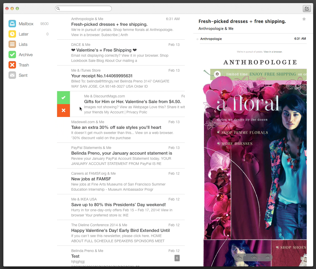 An early iteration of Mailbox for desktop
