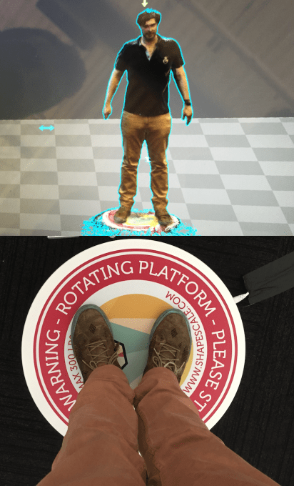 The rotating ShapeScale generates a VR avatar of you to track your fitness