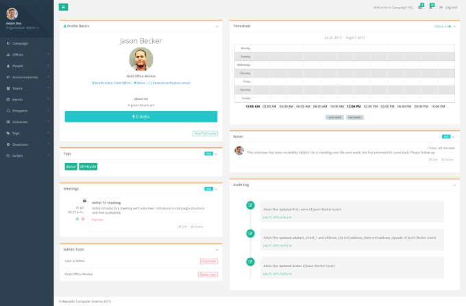 Republic has extensive tools to track volunteers