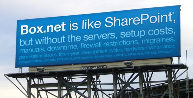 Box is like SharePoint without the...billboard from 2009.