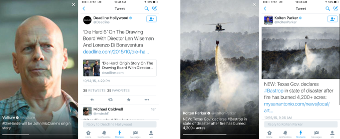 Both publishers and reporters have their links removed from tweets appearing in Moments