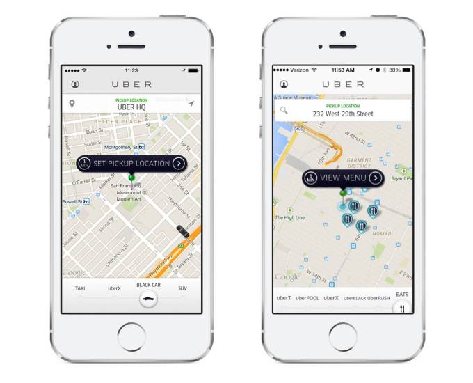 How similar the one-click Interface is on Uber and UberEATS.