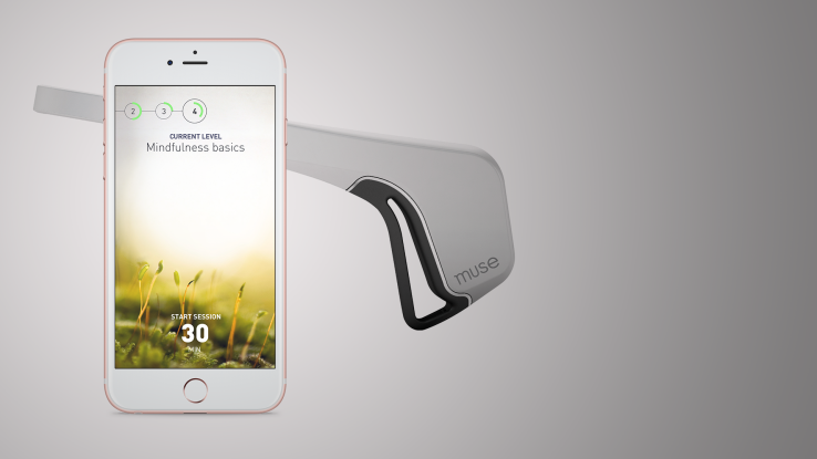 The Muse headband measures your brain activity to help give feedback on your meditation session