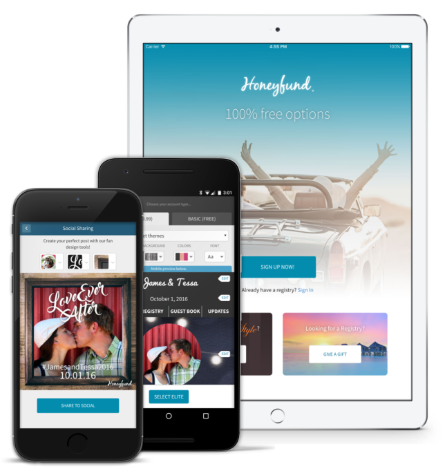 The new Honeyfund apps optimize the company's on-the-go flow for setting up a honeymoon wedding registry.