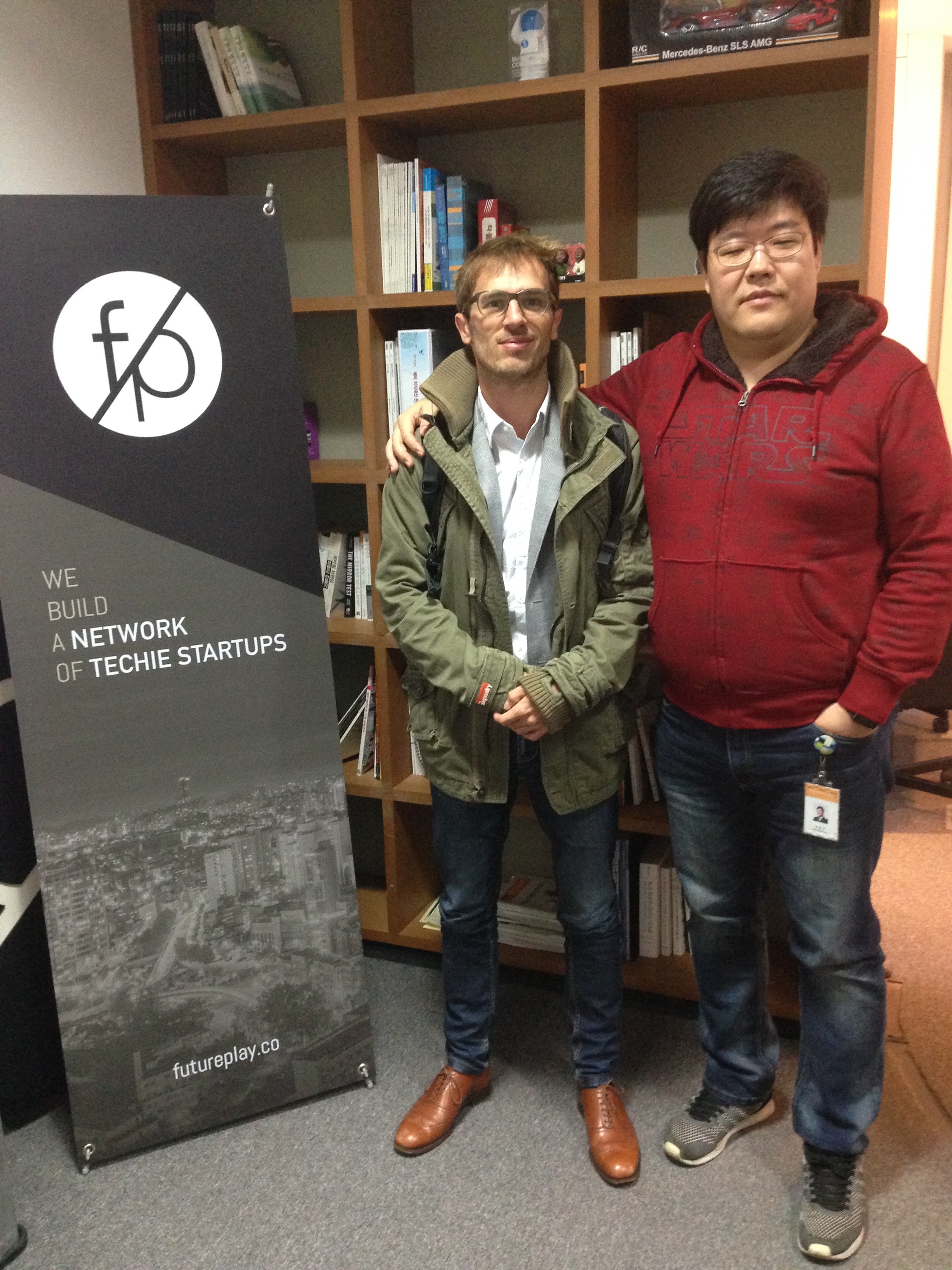 South Korea accelerator FuturePlay co-founder Jung-Hee Ryu with Martin PAsquier
