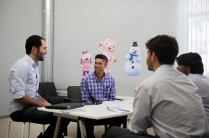 Disney Accelerator Mentor Ryan Spoon (Sr VP Product Management) meets with Disney Accelerator 2015 group.