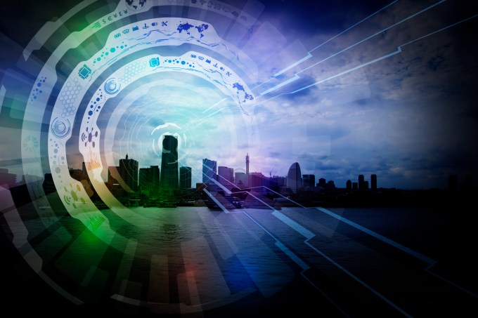 modern building and technological interface, abstract image visual