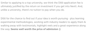 "justified by the return on investment if you get into Nextt" -- but no word on what happens if you don't.