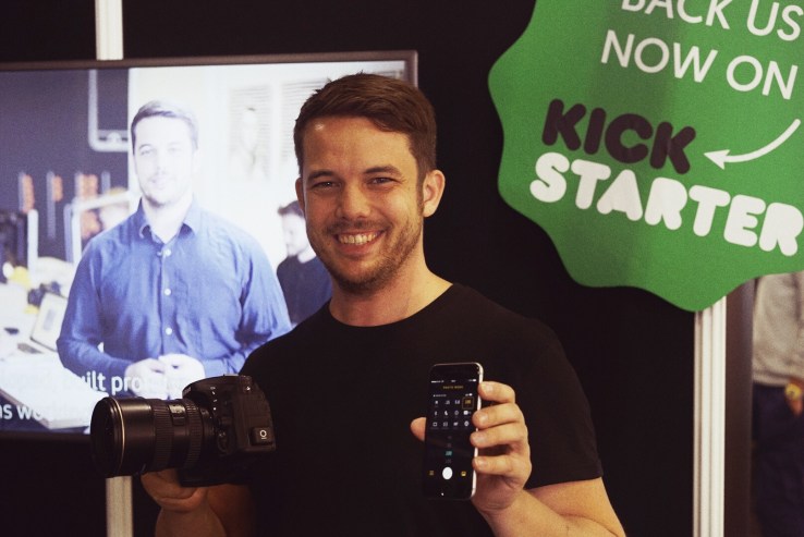 I cruelly tricked Oliver Perialis, founder of Foolography, into posing in front of a photo of himself pitching his product. Because I'm a cruel human being.