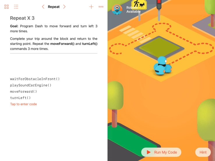Programming Wonder Workshop's Dash robot using Swift Playgrounds.