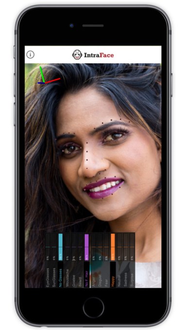 FacioMetrics' app can detect happiness in this person's face