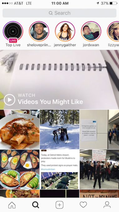 Snapchat doesn't have an Explore tab to promote social stars the way Instagram does here