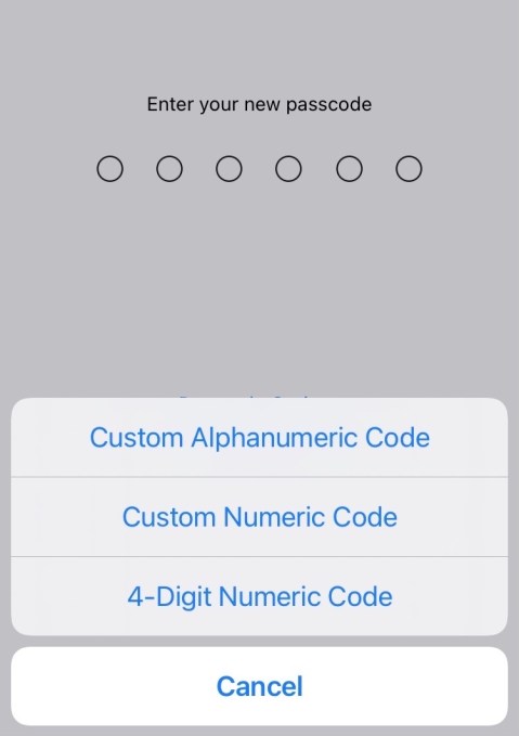 iPhone security: A screenshot of a passcode screen lock in the iPhone's Settings menu.