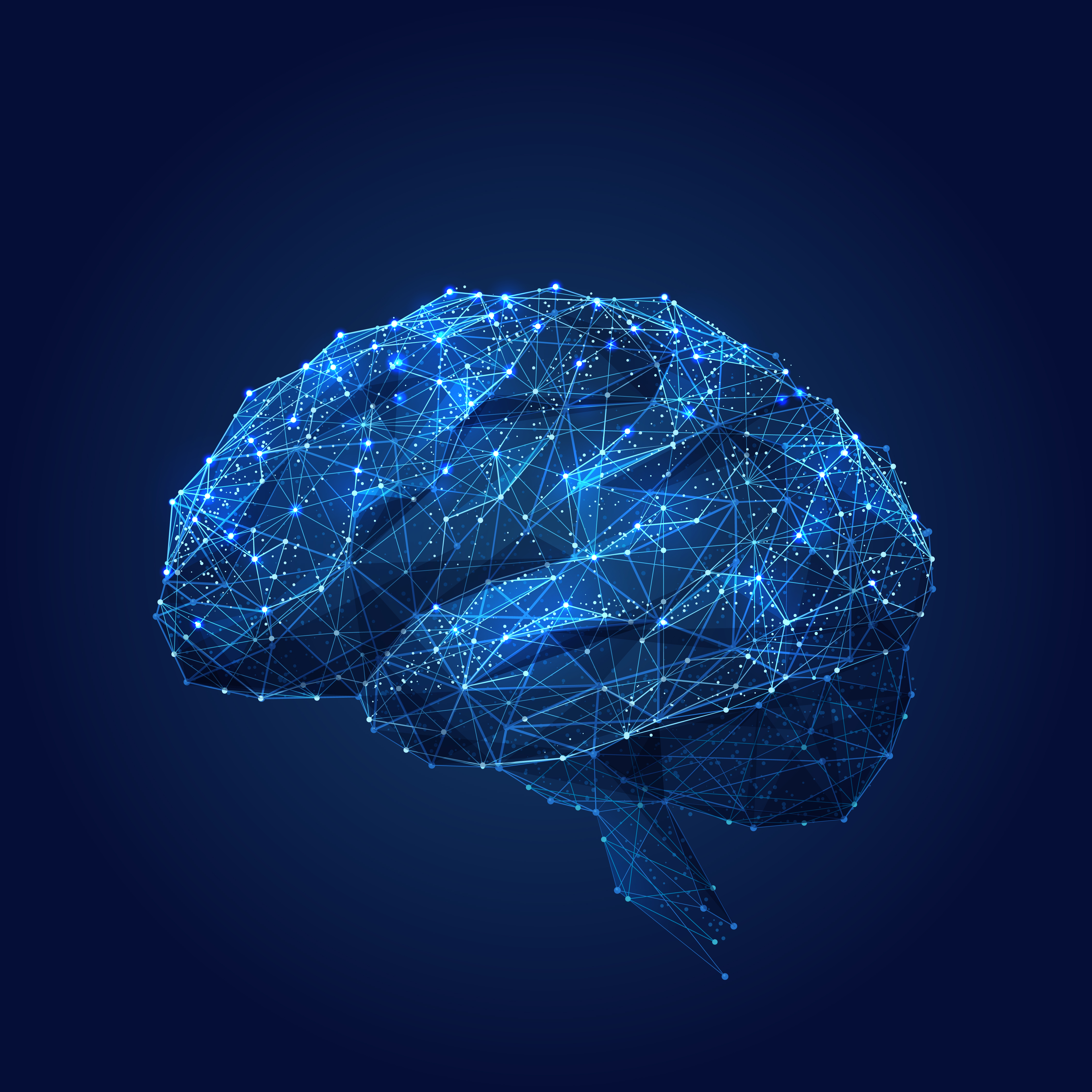 Brain low poly blue