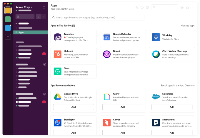 App launcher Slack App launcher