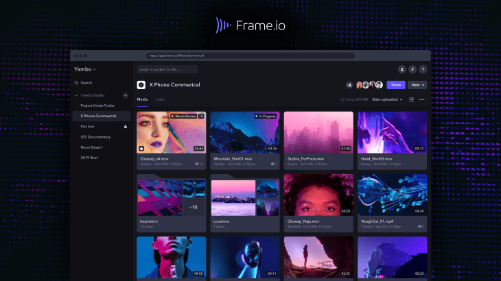 Frame.io Web Dashboard