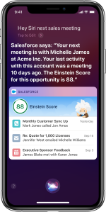 Hey Siri example in Salesforce Mobile app.
