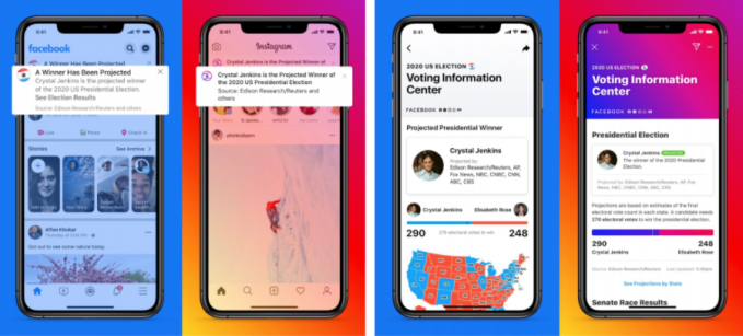Facebook election night messages